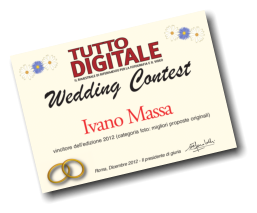 L'attestato di vincita Wedding Contest 2012 -  sezione foto