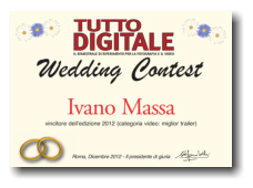 L'attestato di vincita Wedding Contest 2012 -  sezione video